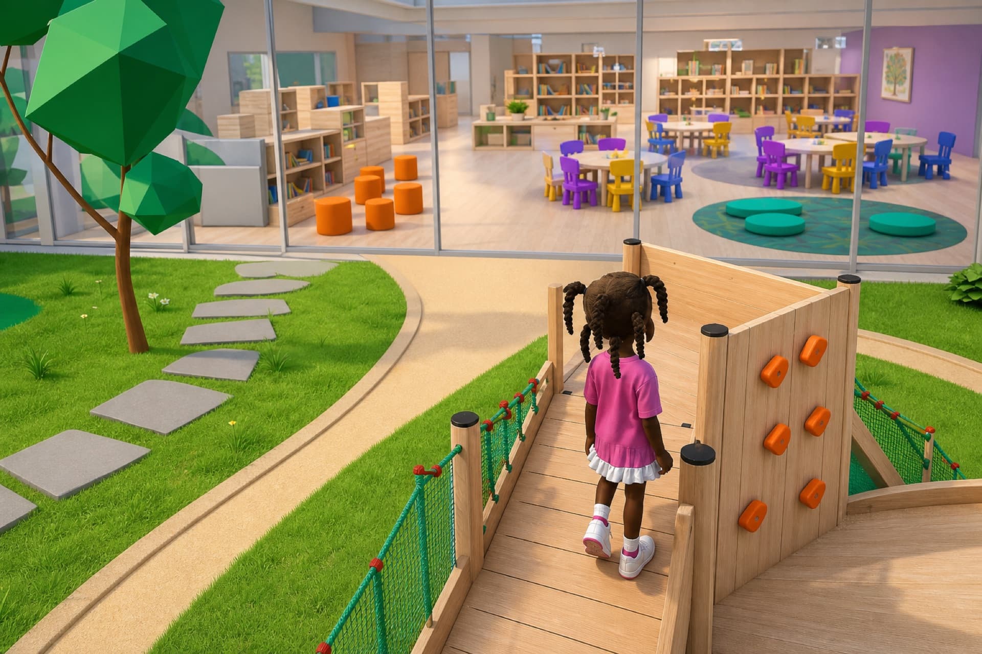 An avatar exploring an immersive learning environment.